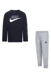 Nike Kids' Sportswear Futura T-shirt & Joggers Set In Dark Grey Heather/black