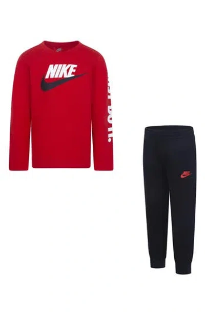 Nike Kids' Sportswear Futura T-shirt & Joggers Set In University Red/black