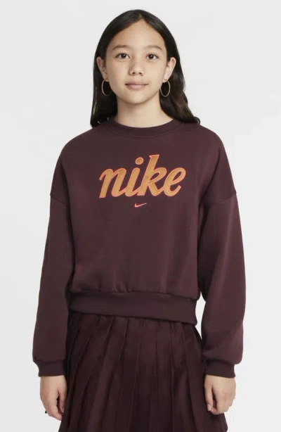 Nike Kids' Sportswear Graphic Sweatshirt In Burgundy Crush/ Hot Punch