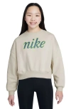 Nike Kids' Sportswear Graphic Sweatshirt In Light Bone/ Volt