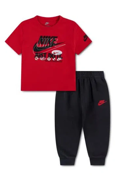 Nike Kids' Sportswear Graphic T-shirt & Fleece Joggers Set In Black