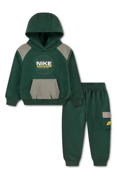 Nike Kids' Sportswear Hoodie & Cargo Pants Set In Green