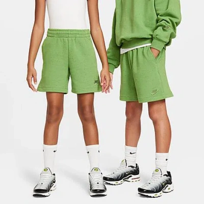 Nike Kids' Sportswear Icon Fleece Easyon Loose Shorts In Chlorophyll/sail/treeline