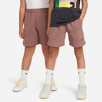 Nike Kids' Sportswear Icon Fleece Easyon Loose Shorts In Smokey Mauve/sail/plum Eclipse