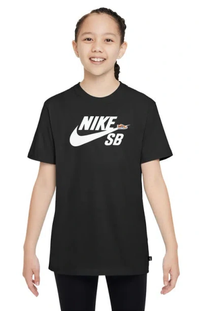 Nike Kids' Sportswear Logo Cotton Graphic T-shirt In Black