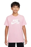 Nike Kids' Sportswear Logo Cotton Graphic T-shirt In Pink Foam