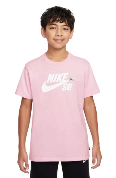 Nike Kids' Sportswear Logo Cotton Graphic T-shirt In Pink Foam
