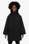 Nike Sportswear Metro Ground Big Kids' Parka In Black/black/white