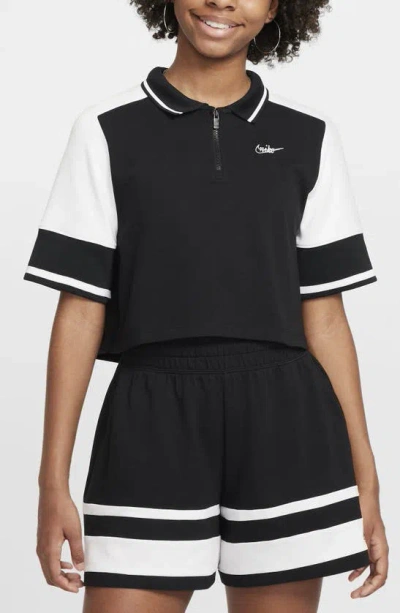 Nike Kids' Sportswear Quarter Zip Tennis Crop Pullover In Gold