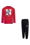 Nike Kids' Sportswear Retro Fader T-shirt & Joggers Set In Black