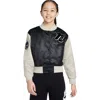 Nike Women's  Sportswear Girls' Varsity Jacket In Black/light Bone