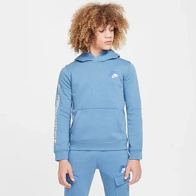 Nike Kids' Sportswear Standard Issue Fleece Pullover Hoodie In Aegean Storm