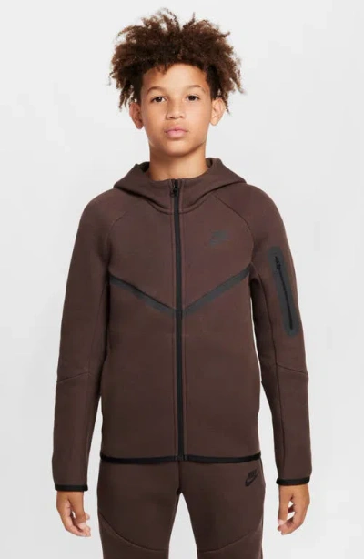 Nike Kids' Sportswear Tech Fleece Full Zip Jacket In Baroque Brown/black