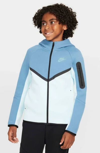 Nike Kids' Sportswear Tech Fleece Full Zip Jacket In Glacier Blue/denim/black