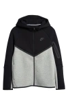 Nike Kids' Big Boys Sportswear Full-zip Tech Fleece Hoodie In White/dark Grey Heather