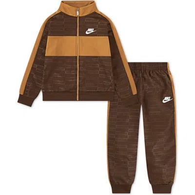 Nike Kids' Sportswear Textured Club Tricot Dri-fit Track Set In Brown