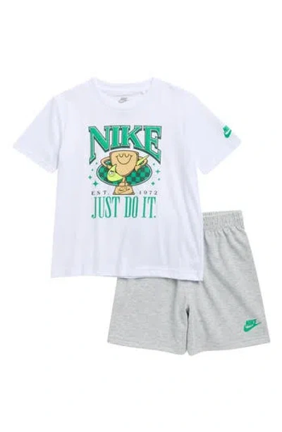 Nike Kids' Sportswear T-shirt & Shorts Set In White