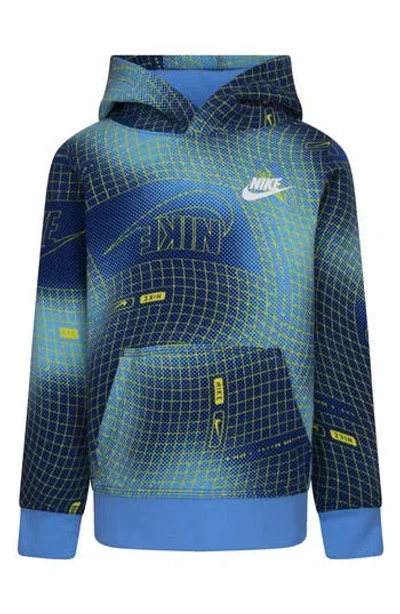 Nike Kids' Sportwear Club Warp Fleece Pullover Hoodie In Blue