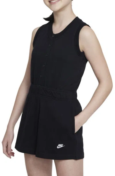 Nike Kids' Sportwear Sleeveless Cotton Knit Romper In Black
