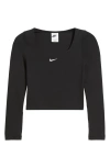 Nike Kids' Square Neck Crop Top In Black