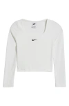 Nike Sportswear Big Kids' (girls') Long-sleeve Square-neck Top In Gray