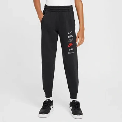 Nike Kids' Stacked Logo Jogger Pants In Black/red/smoke Grey