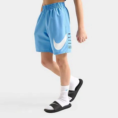 Nike Kids' Stacked Logo Swim Shorts In University Blue/white/navy