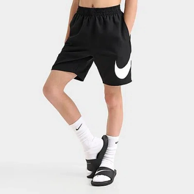 Nike Kids' Stacked Logo Swim Shorts In Black/white/red