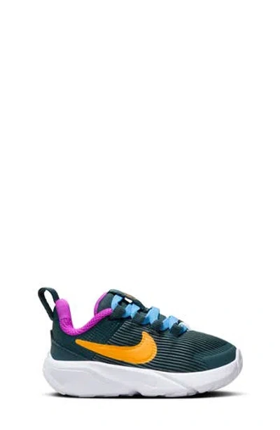 Nike Kids' Star Runner 4 Sneaker In Deep Jungle/sundial/violet