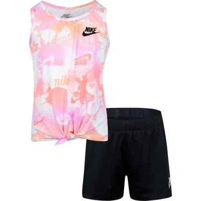 Nike Kids' Summerdaze Tied Tank & Shorts Set In Black