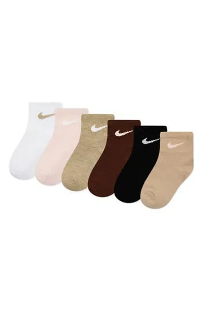 Nike Kids' Swoosh Cushioned Quarter Socks In Multi