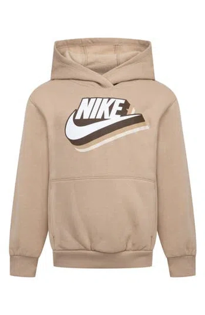 Nike Kids' Swoosh Futura Graphic Print Hoodie In Brown