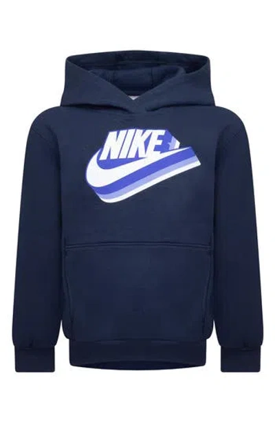Nike Kids' Swoosh Futura Graphic Print Hoodie In Midnight Navy