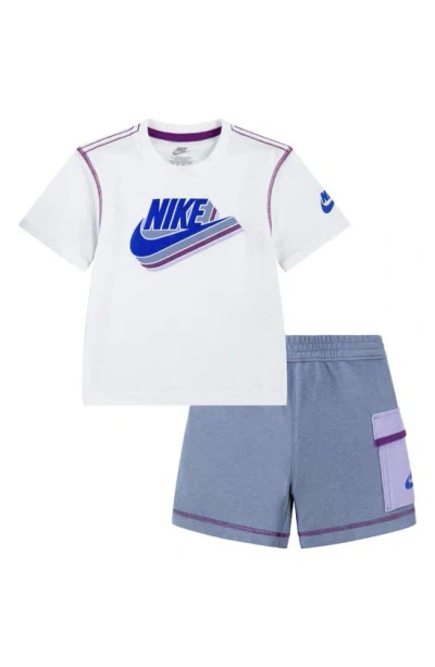 Nike Kids' Swoosh Graphic T-shirt & Knit Cargo Shorts Set In Ashen Slate