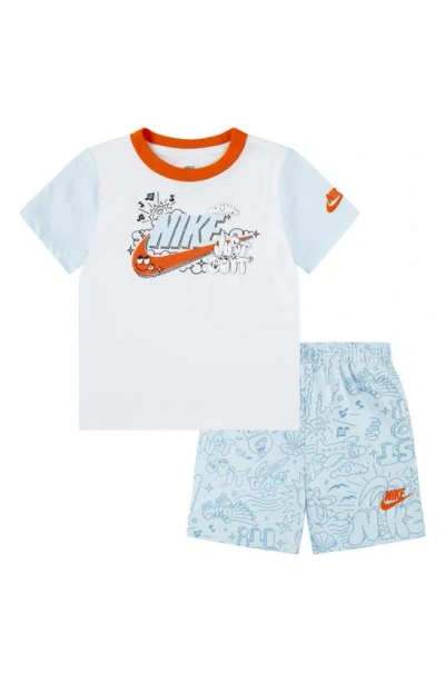 Nike Kids' Swoosh Graphic T-shirt & Sweat Shorts Set In Glacier Blue