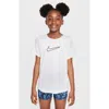 Nike Dri-fit One Big Kid Girls Crew Neck Short Sleeve Regular Fit Graphic T-shirt In White