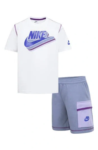 Nike Kids' Swoosh Graphic T-shirt & Knit Cargo Shorts Set In Multi