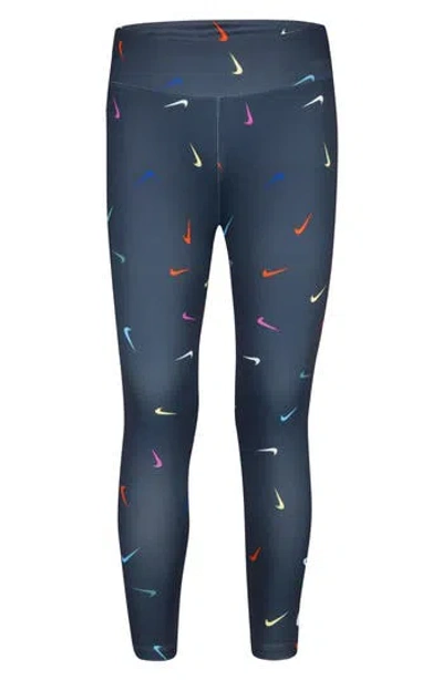 Nike Kids' Swoosh Leggings In Obsidian