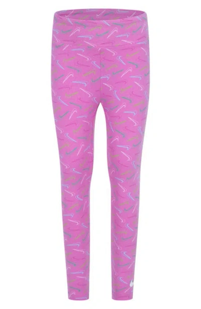 Nike Kids' Swoosh-logo Jersey Leggings In Playful Pink