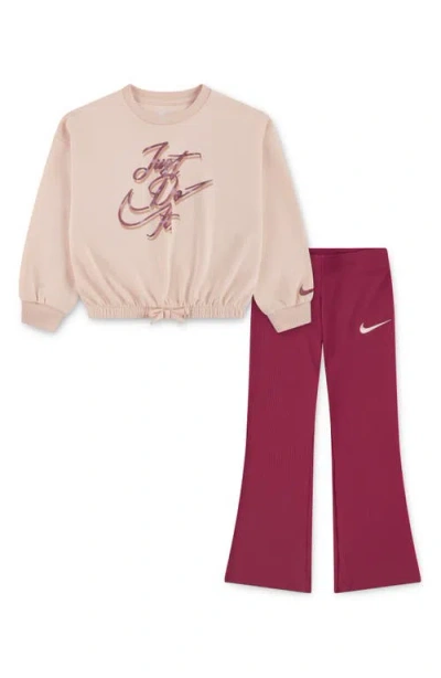 Nike Kids' Swoosh On Pointe Sweatshirt & Leggings Set In Red