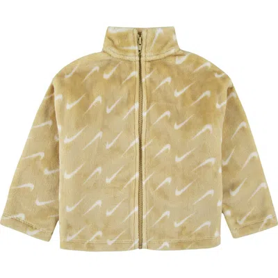 Nike Kids' Swoosh Plush Fleece Jacket In Neutral