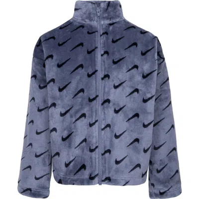 Nike Kids' Swoosh Plush Fleece Jacket In Blue