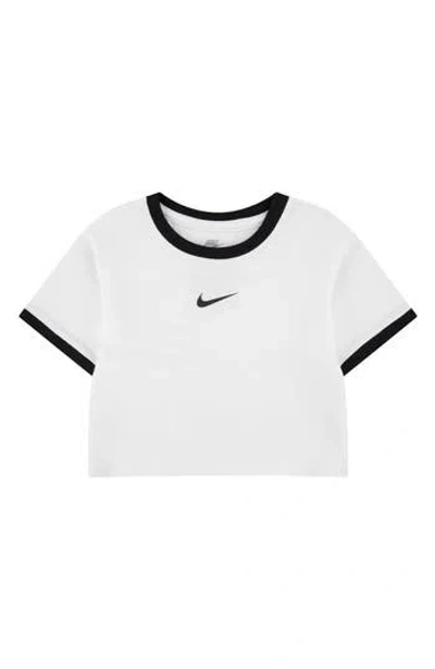 Nike Kids' Swoosh Ringer Graphic T-shirt In White