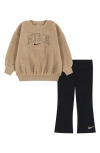 Nike Kids' Swoosh Spirit Crewneck Sweatshirt & Leggings Set In Black