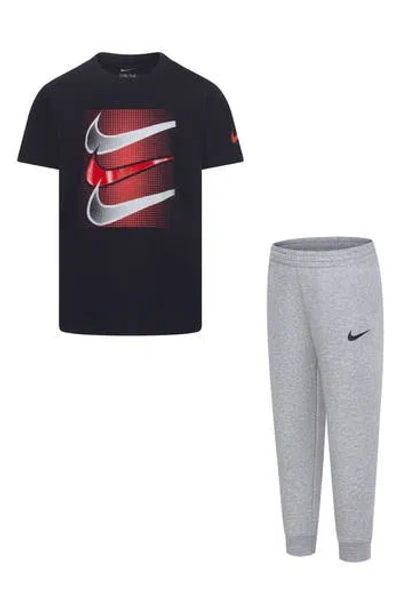 Nike Kids' Swoosh T-shirt & Joggers Set In Black
