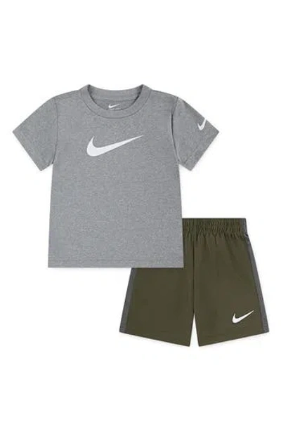 Nike Kids' Swoosh T-shirt & Shorts Set In Medium Olive