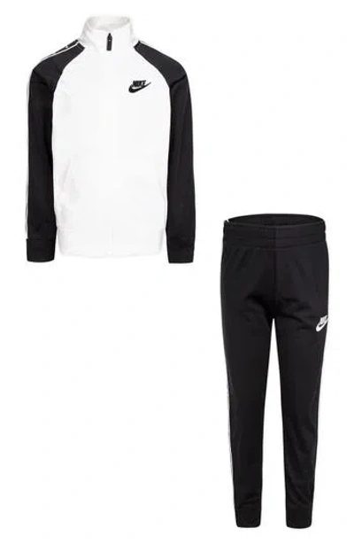 Nike Kids' Swoosh Tricot Track Jacket & Joggers Set In Black/white
