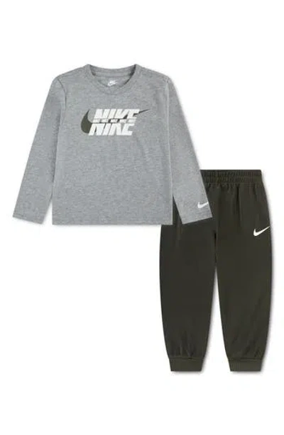 Nike Kids' Swoosh T-shirt And Pants Set In Gray