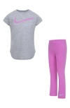 Nike Kids' T-shirt & Flare Leggings Set In Playful Pink