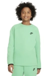 Nike Sportswear Tech Fleece Big Kids' (boys') Sweatshirt In Spring Green/black/black